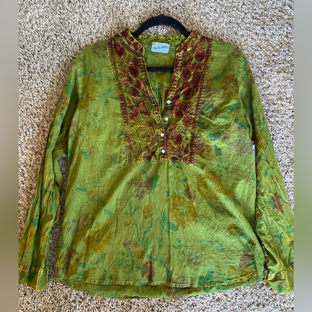 The Nu Vintage embroidered green long sleeved shirt